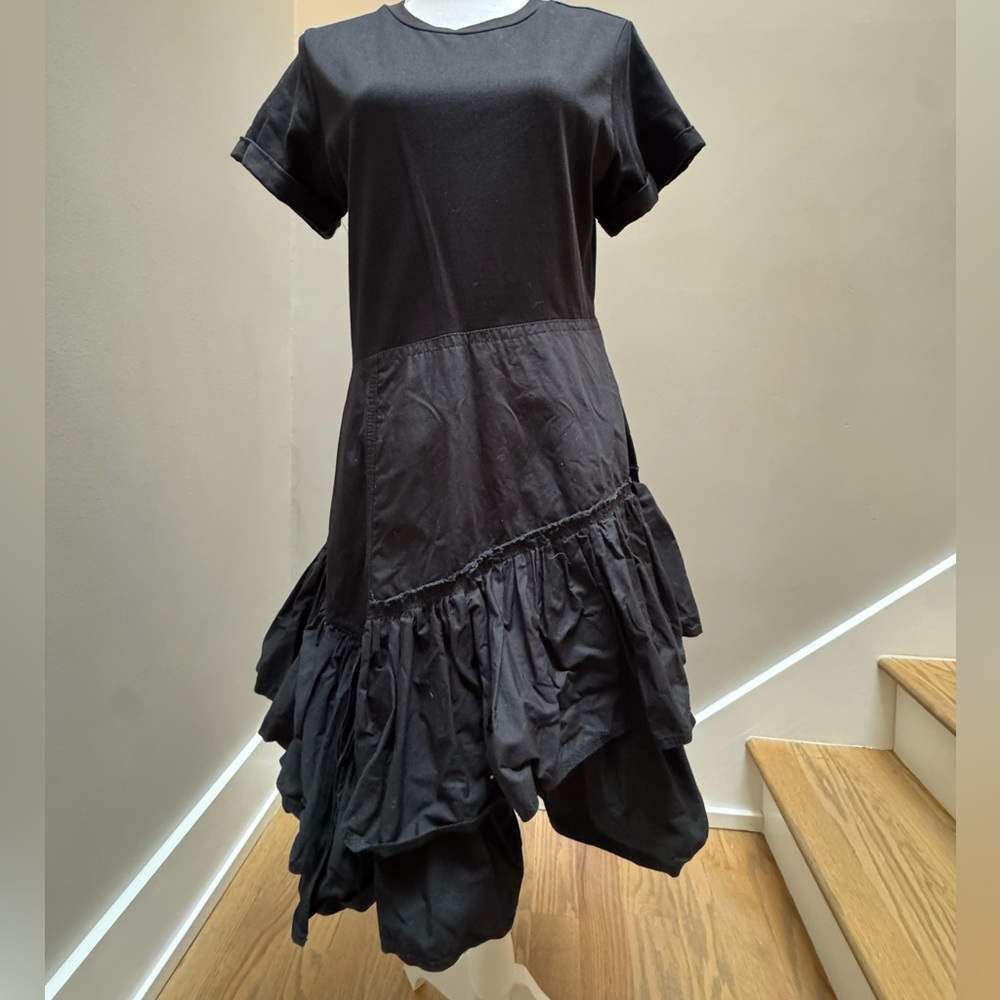 3.1 Phillip Lim Black mixed media Asymmetrical Ruffled Sundress